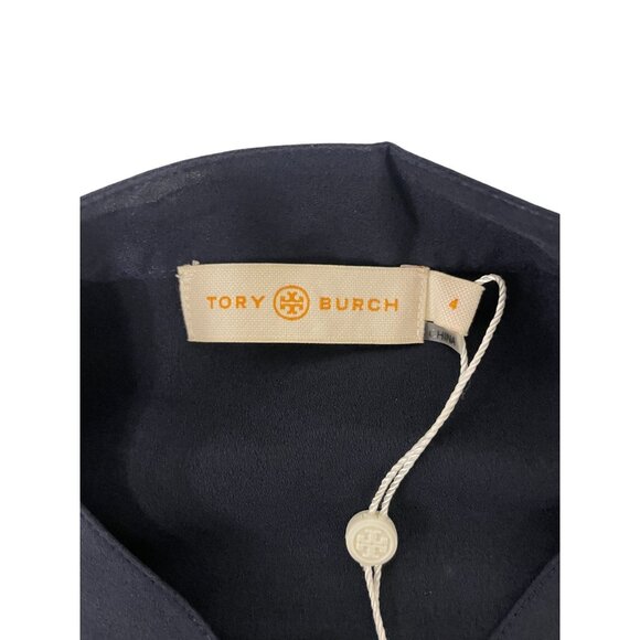 Tory Burch Womens Jane Shirt Dress Size 4 Navy Blue Crepe de chine ruffle NWT - Picture 6 of 14
